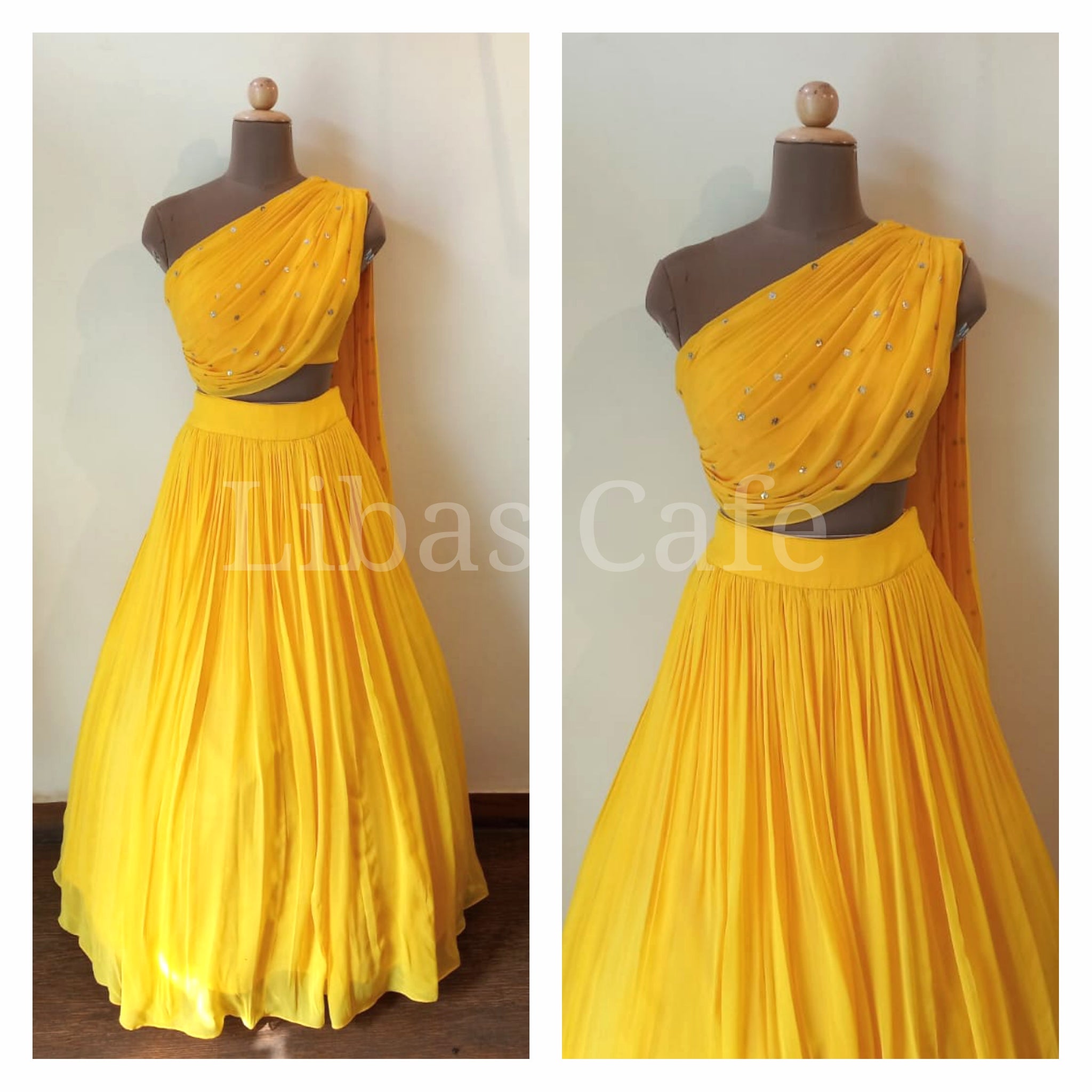 Yellow Drape Lehenga